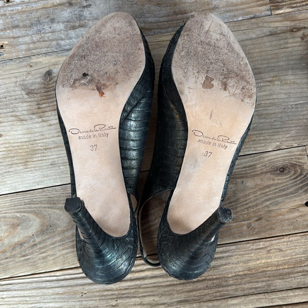Oscar de la Renta Platform Peep Toe Heels - 37/6.5 - Picture 9 of 9
